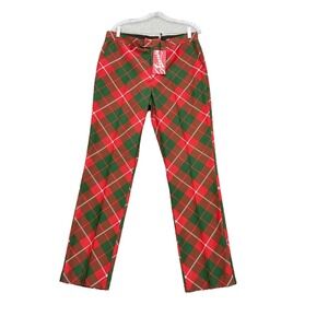 Shinesty Suit Pants Red/Green Plaid Argyle Holiday Party Novelty Size 33X34 NEW